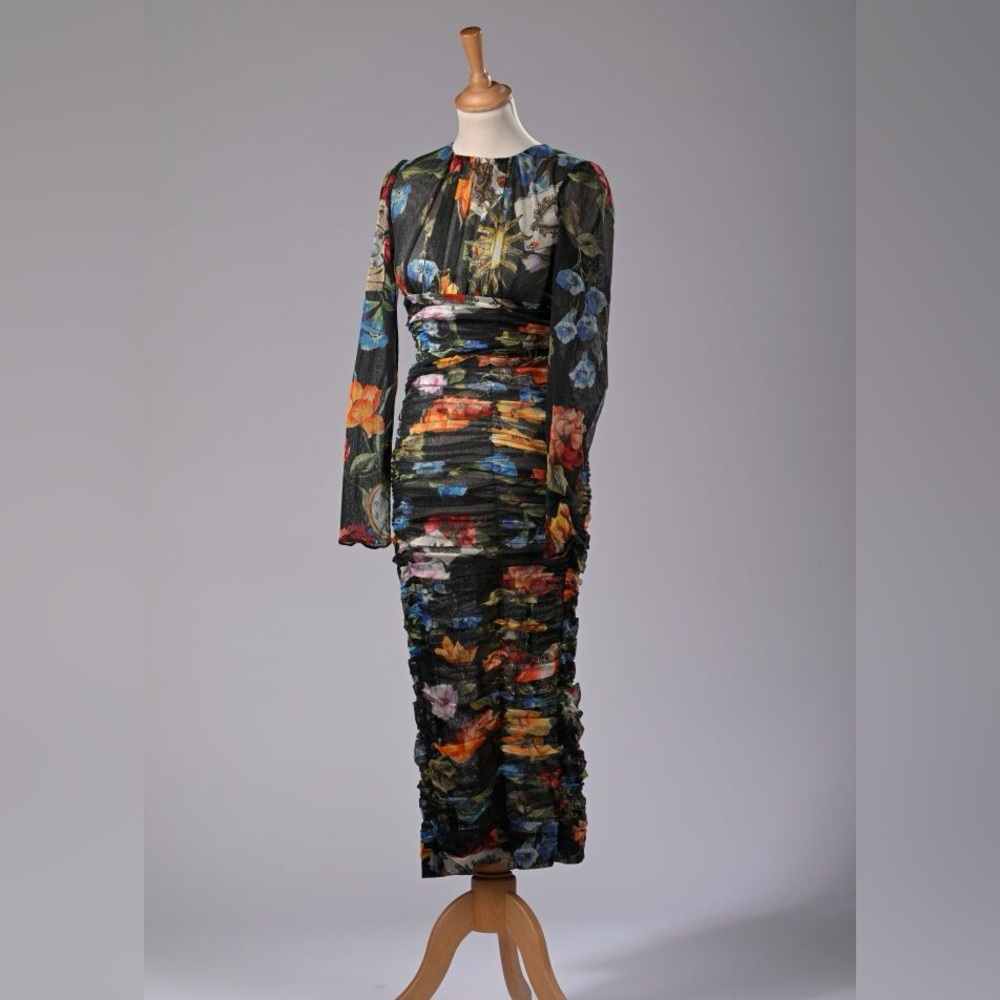 Dolce & Gabbana Multicolor Floral Long Sleeve Dress